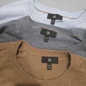Banana Republic Merino Wool Sweater Bundle Men XXL 3 Pack Crewneck Gray Blue Tan